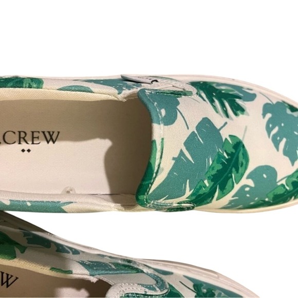 J.Crew Tropical Palm Leaf Print Slip-On Sneakers Canvas Summer Casual Shoes - Picture 2 of 7